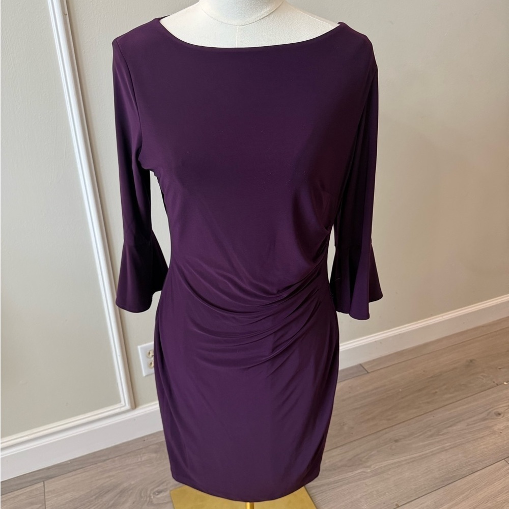 Anne Klein Deep Purple Long Sleeve Dress - Picture 3 of 10